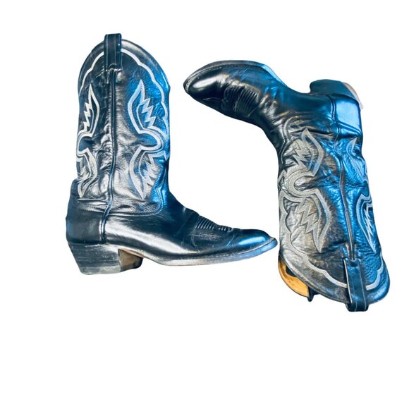 Vintage Tony Lama Men's Black Cowboy Boots Size 9.5D - Picture 2 of 7